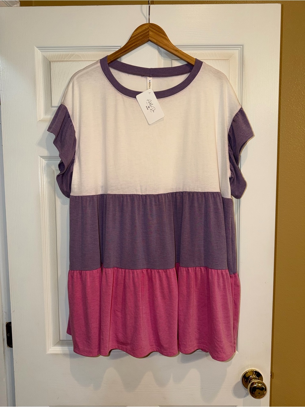 Emerald Layered Colorblock Mini Dress - White, Purple & Pink